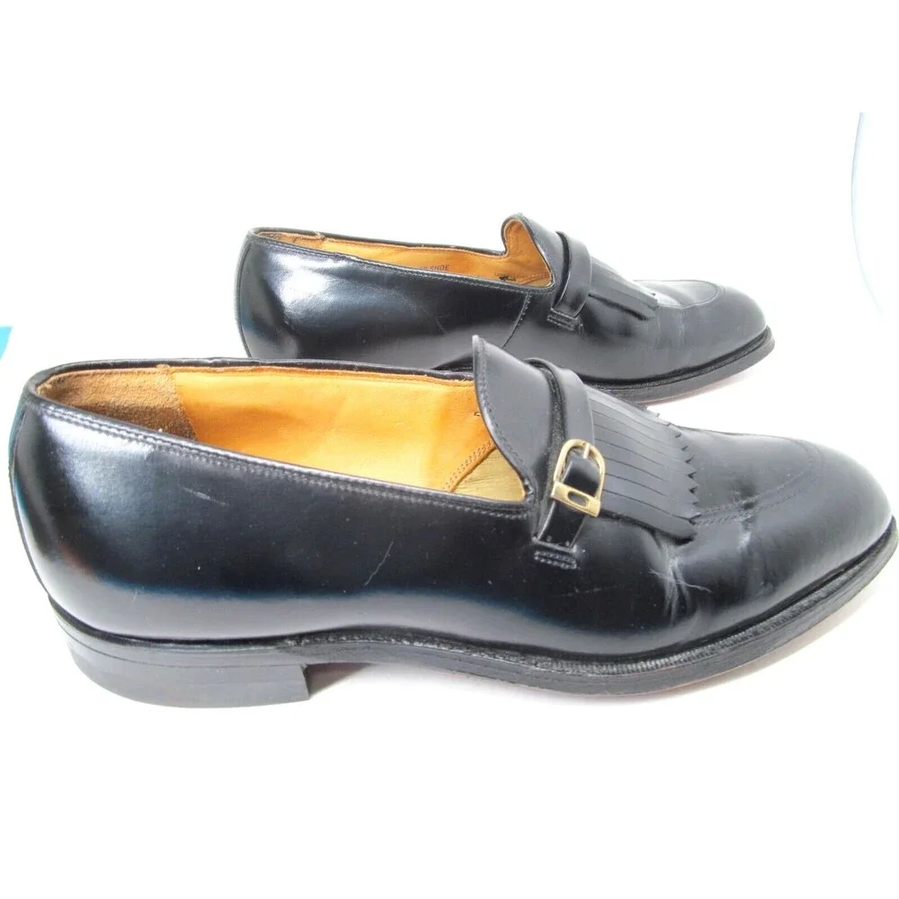 Austin Reed Of Regent Street Mens Black Leather Tasseled Loafers Size US 8.5